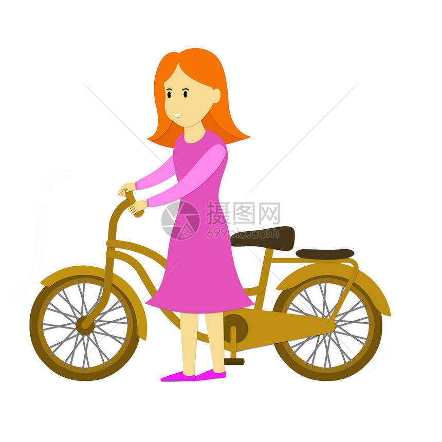 骑自行车的女士图片