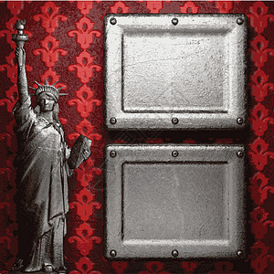 红底金属反射框架抛光插图风格边界艺术装饰装饰品背景图片