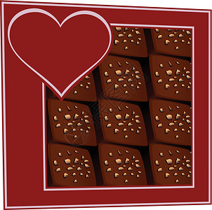 果仁巧克力盒装巧克力食物垃圾美食饮食坚果营养宏观小吃可可甜点插画