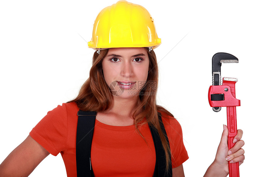 有扳手的工人承包商建造员工职员建设者技术头盔肩膀制造业商业图片