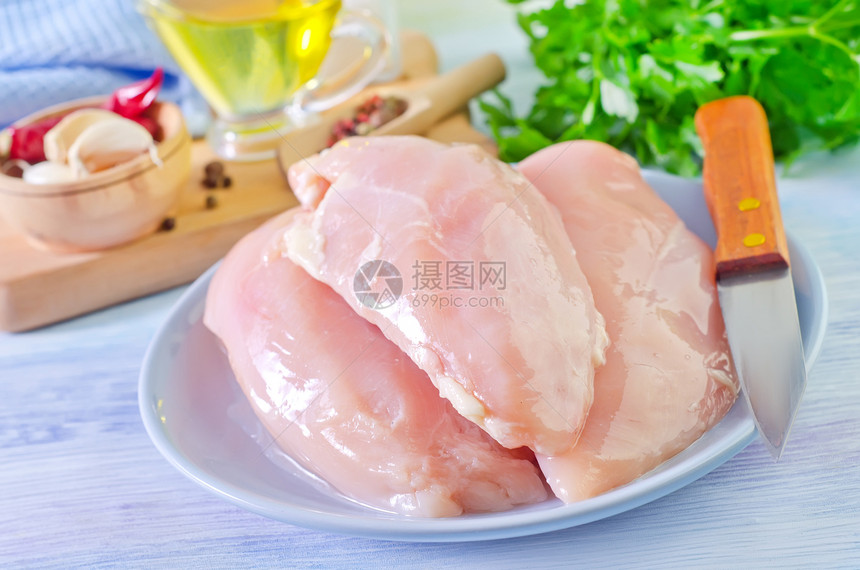 鸡片胸部正方形洋葱火鸡木头营养饮食美食杂货店木板图片