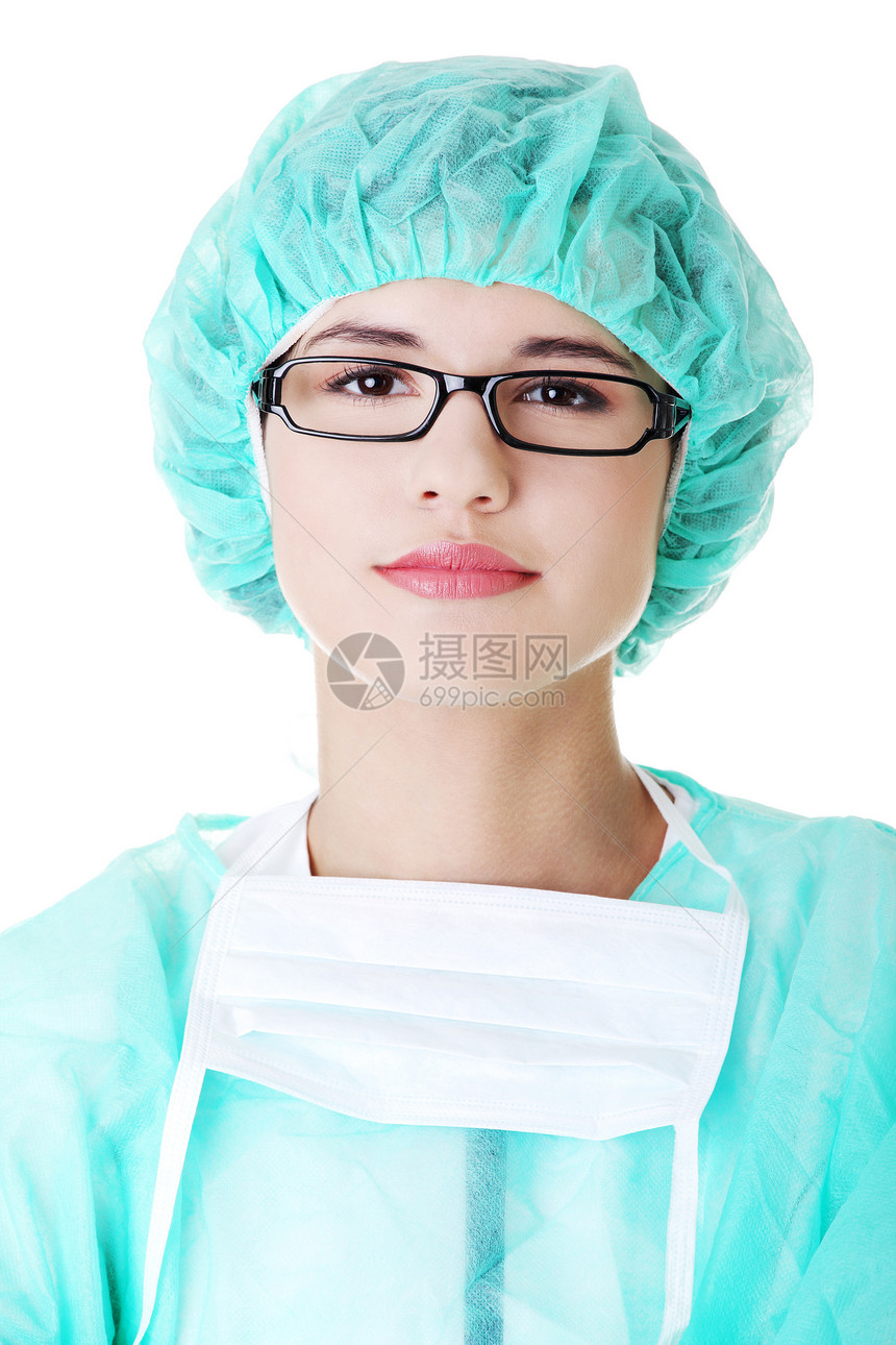 女性外科医生或护士的肖像卫生保健成人眼睛女孩工作工人微笑药品科学图片