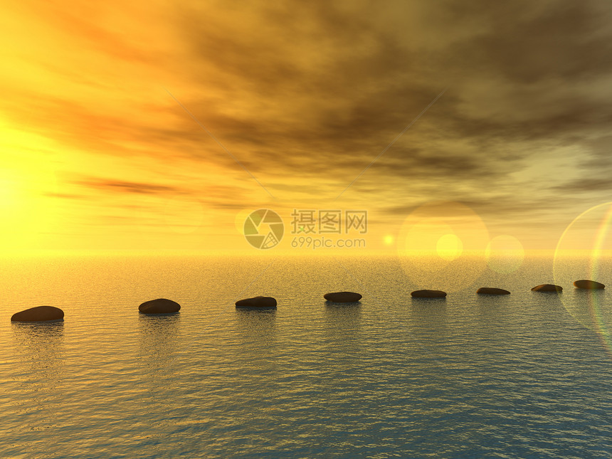 石头路径海洋帮助日落插图卵石脚步进步岩石小路天空图片