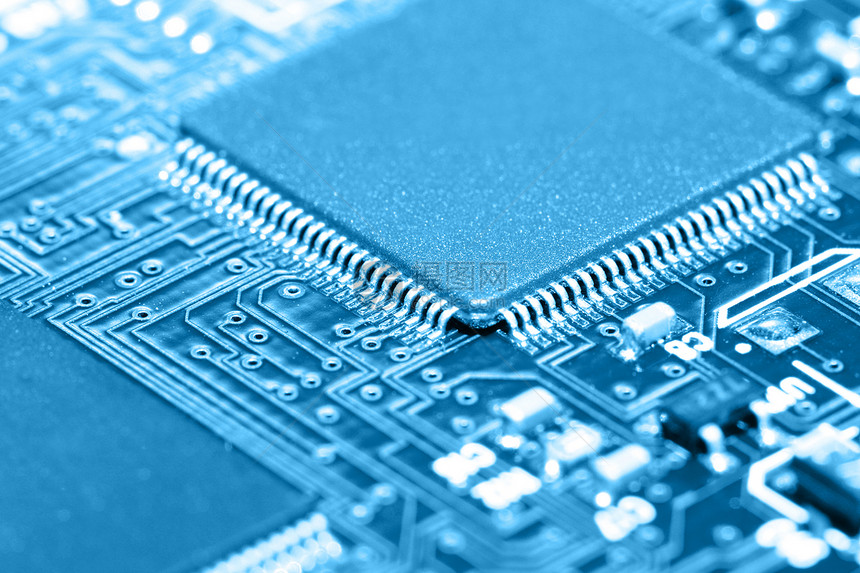 印刷电路板蓝色硬件芯片木板电路处理器技术电脑界面母板图片