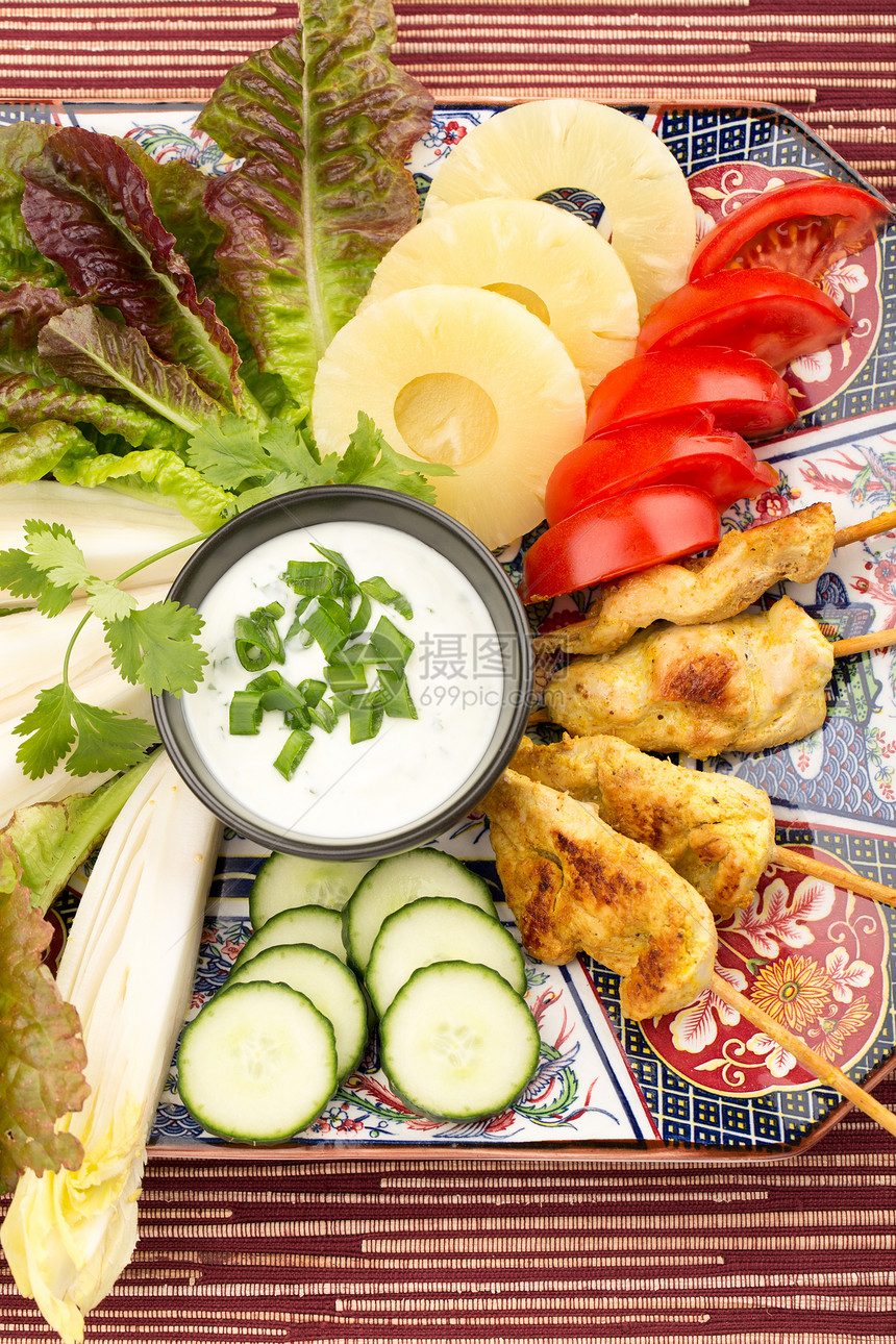亚洲食品沙拉陶瓷作品美食油炸菠萝养分蔬菜食物餐饮图片