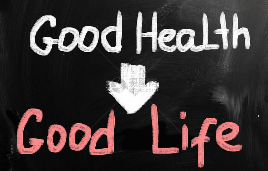 在黑板上用粉笔手写的健康概念压力教育预防健身学习医生幸福疾病选择成功图片