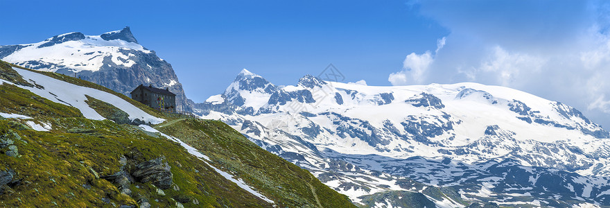 洛萨高原 奥斯塔山谷远足极限登山运动滑雪避难所小路高清图片