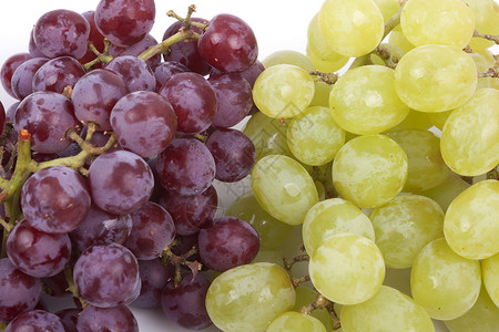 矿物纤维白色背景的绿葡萄和红葡萄紫色水果生活纤维饮食果汁种子藤蔓矿物葡萄干背景