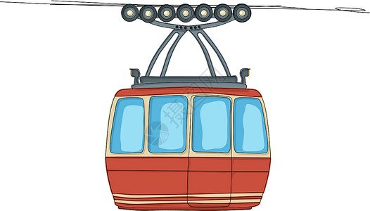 跨度滑雪绳索上的有线车插画