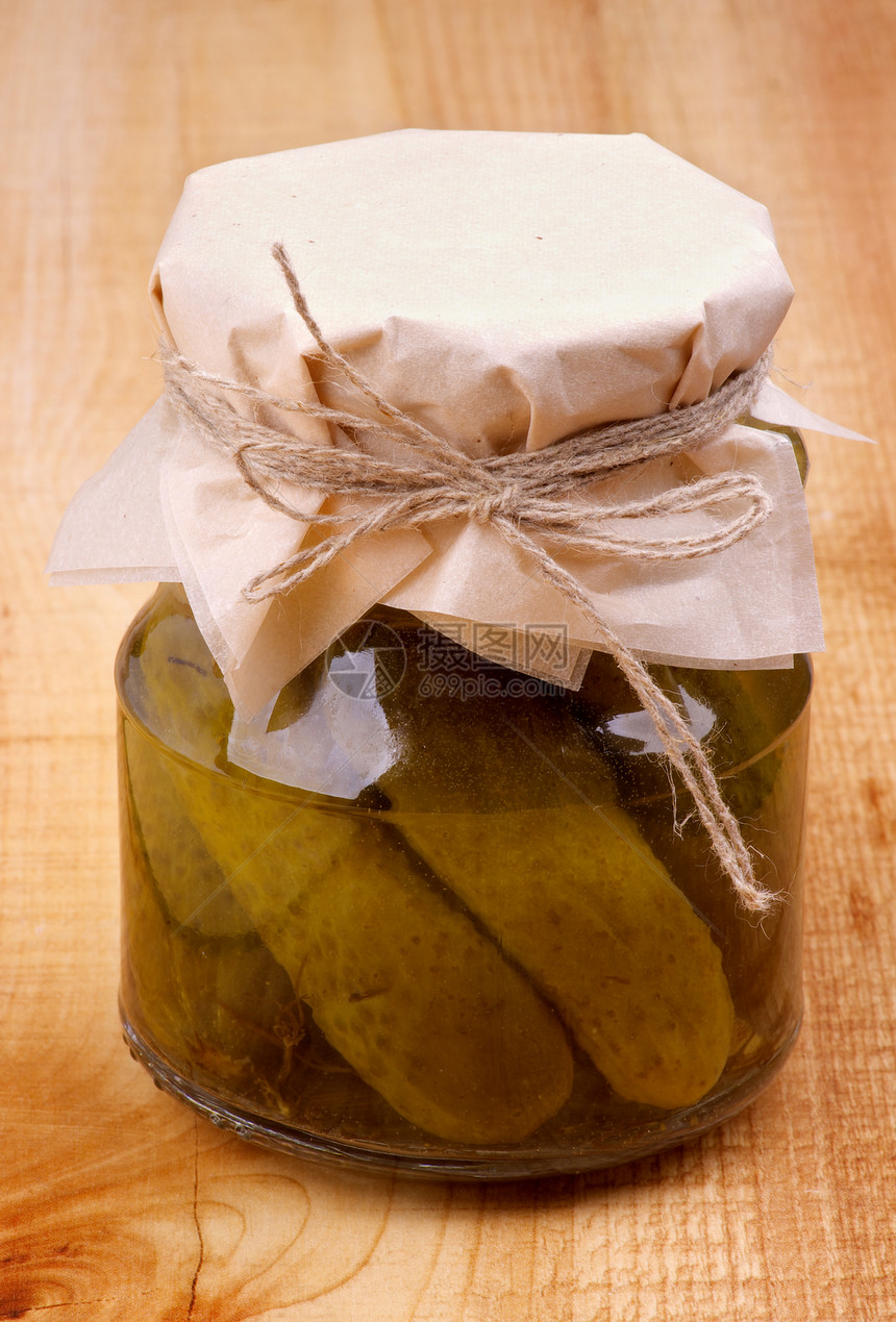 氯化黄瓜绳索油纸饮食棕色冷盘绿色健康饮食素食玻璃罐香料图片