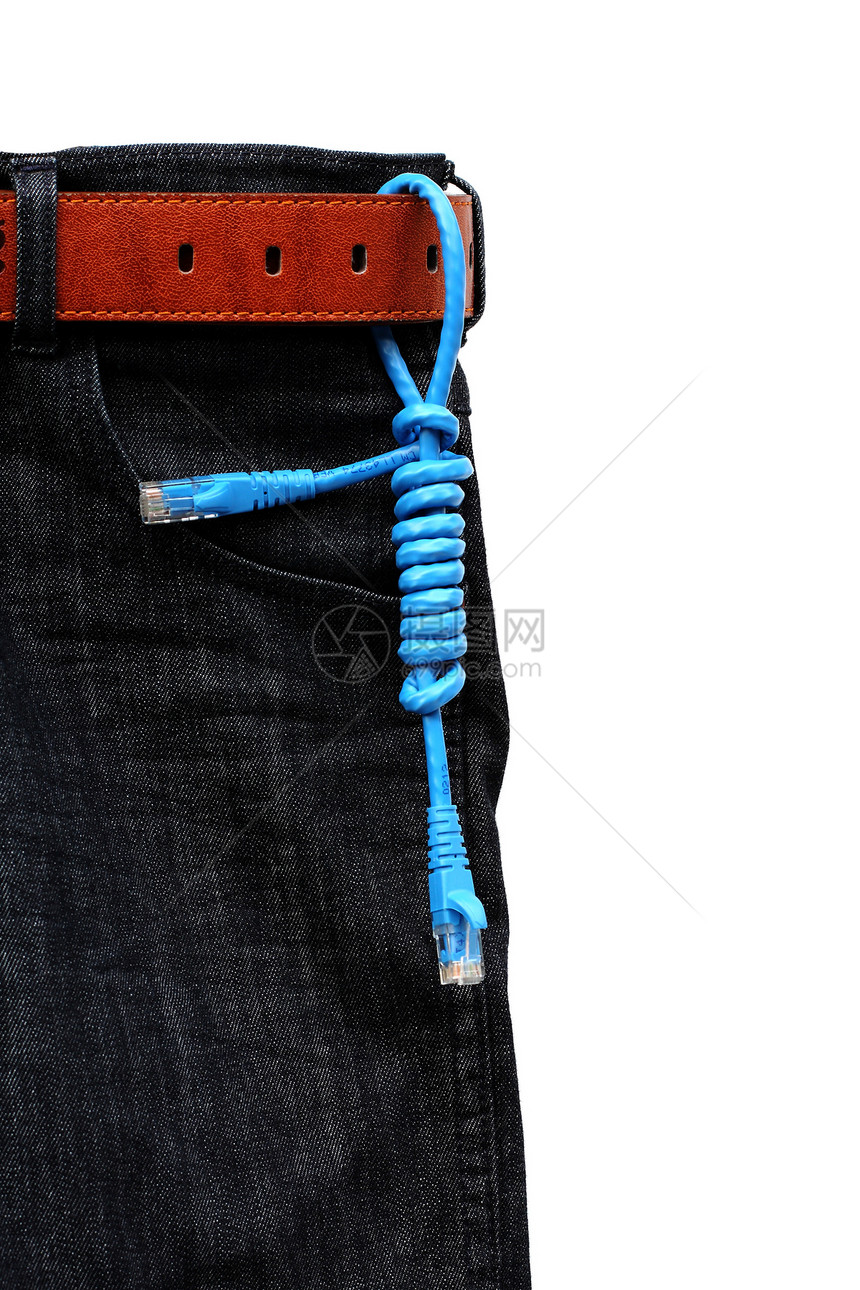 牛仔裤背景的USB电缆技术商业软件记忆电脑安全男人音乐衣服机动性图片