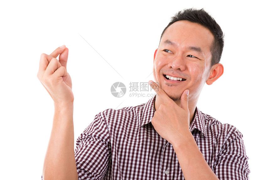 亚洲手持空白标志的亚洲人手图片