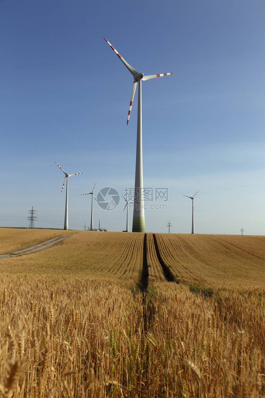 风风车力量脊柱草地地平线翅膀刀刃旋转涡轮机螺旋桨技术图片