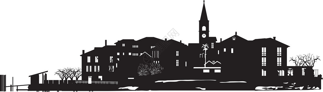 皮埃蒙特镇单色调标识艺术旅游海岸线条建筑学艺术品反射小岛插画