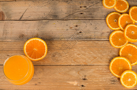 橙色背景菜单水平果汁桌子静物高视角水果营养食物风化背景图片