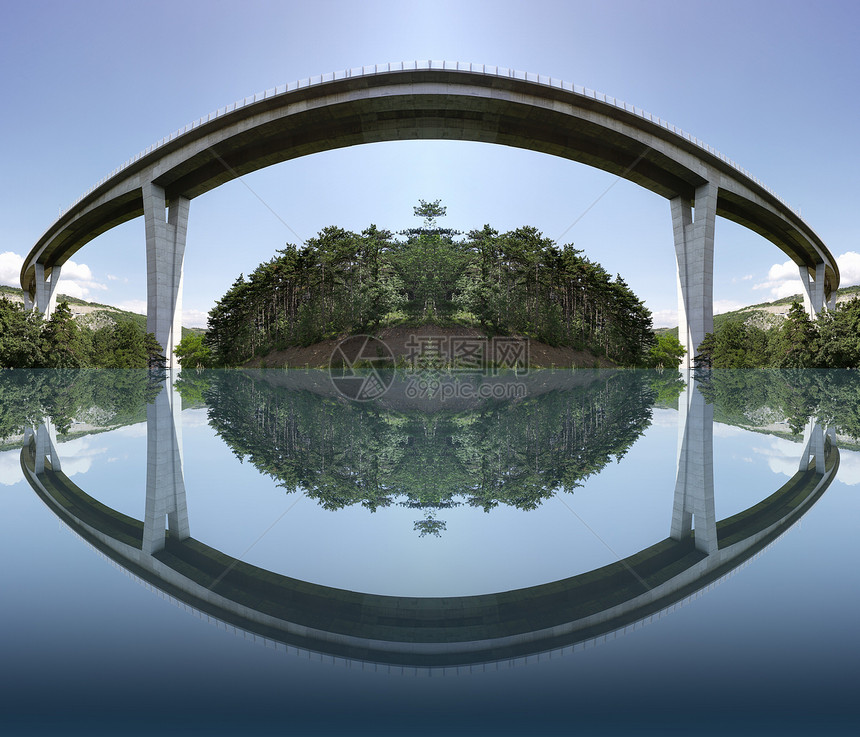 公路桥梁桥灰色反射平衡池塘拱道天空照片全景柱子建筑学图片