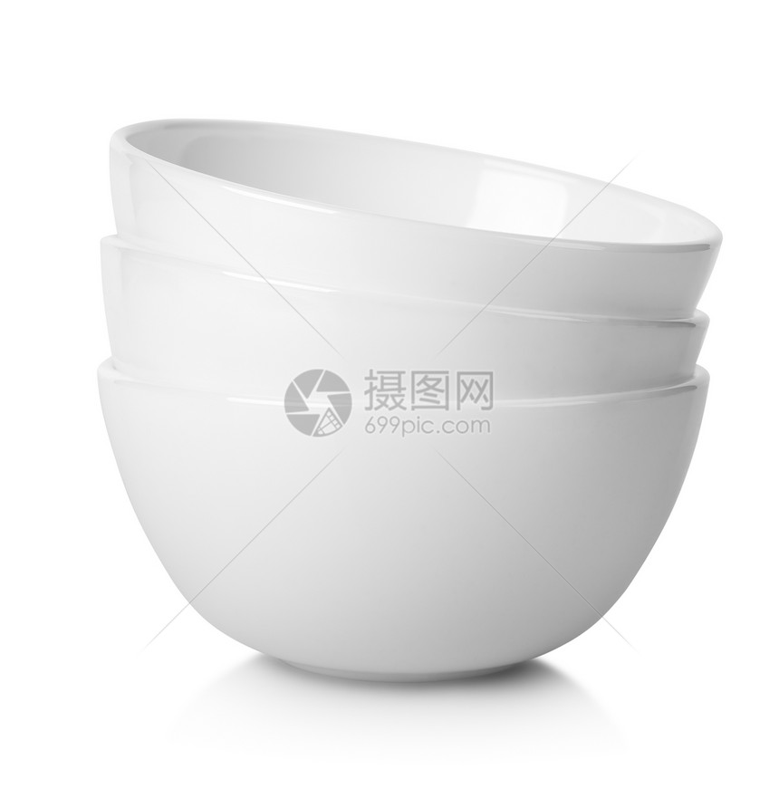 孤立的白碗沙拉水平餐具影棚白色食物正方形陶瓷空白图片