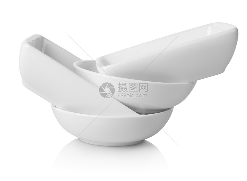 白盘正方形食物餐具沙拉对象影棚陶瓷白色水平圆形图片