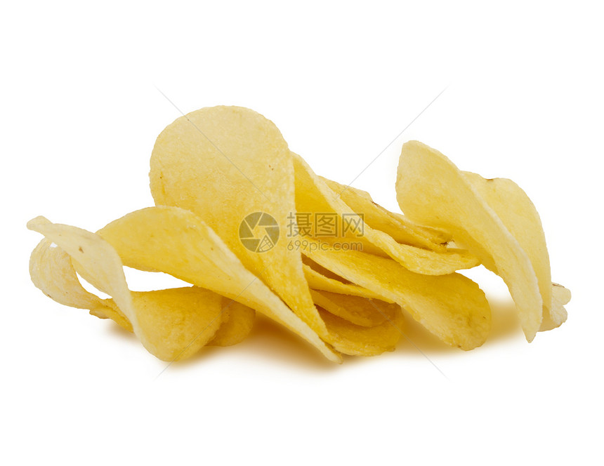 土豆薯片黄色油炸盐渍白色色彩薯角美食食物饼干饮食图片