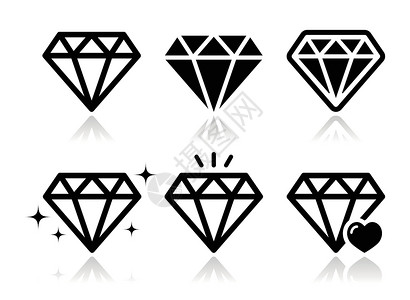 首饰图标一套钻石矢量图标礼物水晶中风宝藏订婚富裕首饰戒指女士插图设计图片