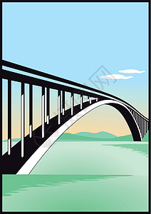 架桥交通水域建造业运输建筑学插图桥墩街道渠道外表插画