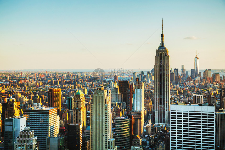 纽约市城市风景码头全景日出天空办公室天际城市金融建筑学景观图片