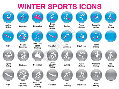 速滑冬季运动圆形图标插画