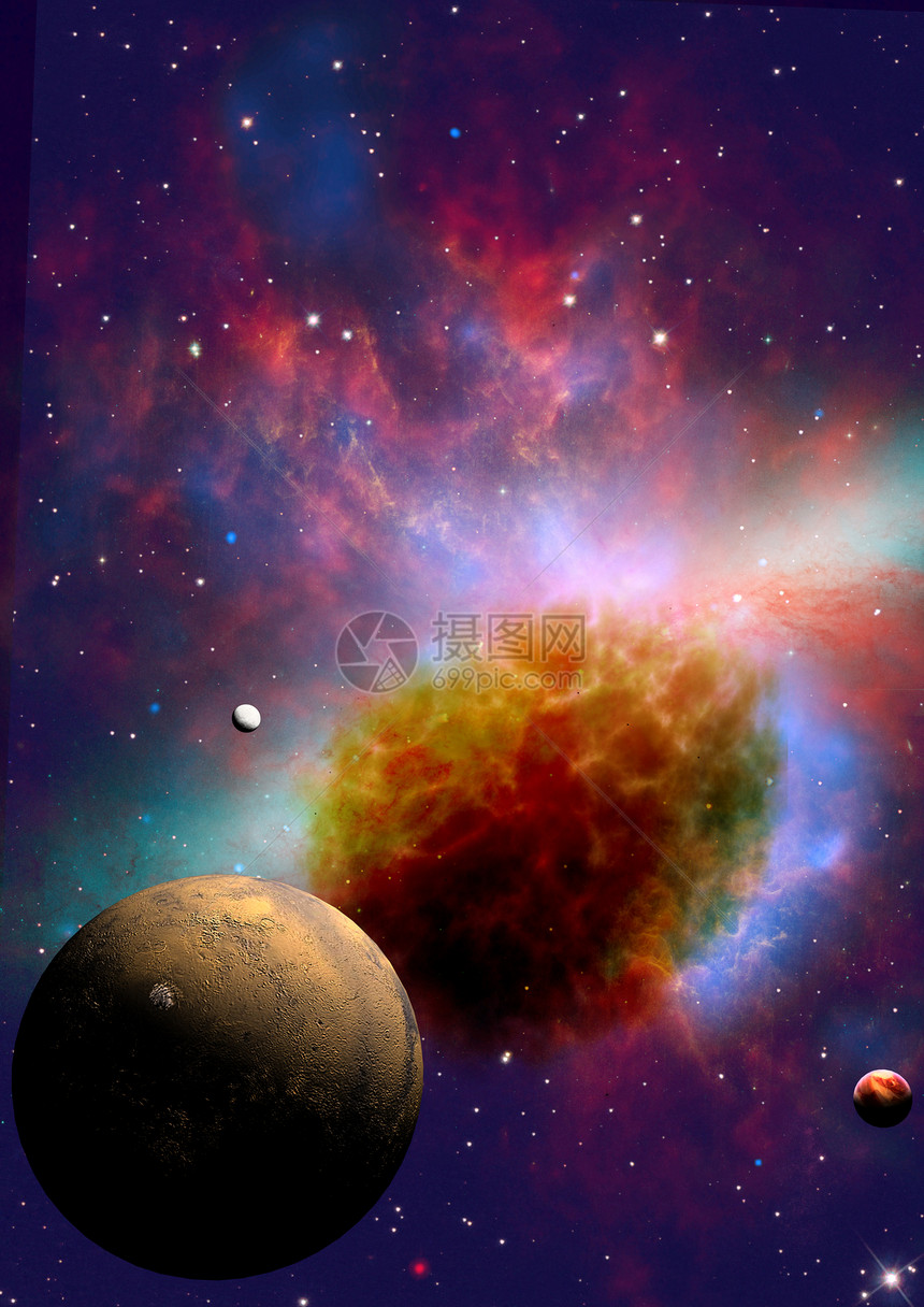 空间中的遥远行星星座灰尘星云敬畏渲染场地气体星系图片