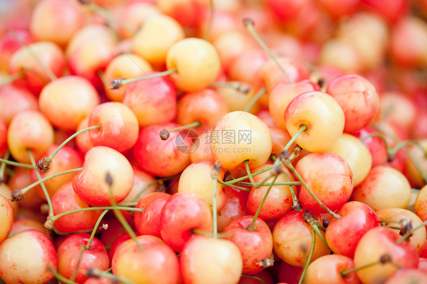 新的黄黄红甜蜜樱桃大型市场闭市农业花园美食橙子浆果营养蔬菜季节甜点团体图片