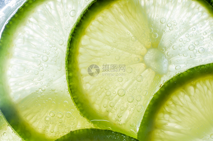 柠檬切片水果白色绿色宏观图片