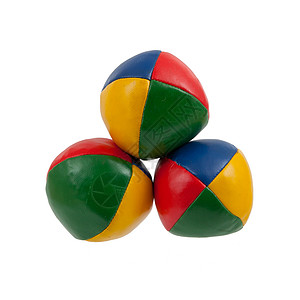 三个球3个杂耍球孤立白色戏法绿色黄色玩具运动摄影反射马戏团蓝色背景