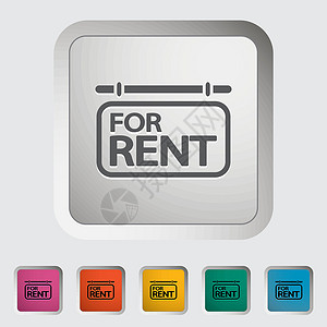 房屋抵押贷款租房 单个图标标签蓝色抵押按钮绿色卡通片水平房间贷款广告插画