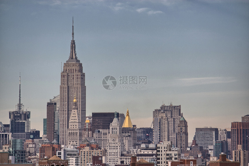 纽约市曼哈顿 城市摩天大楼的空中景象图片