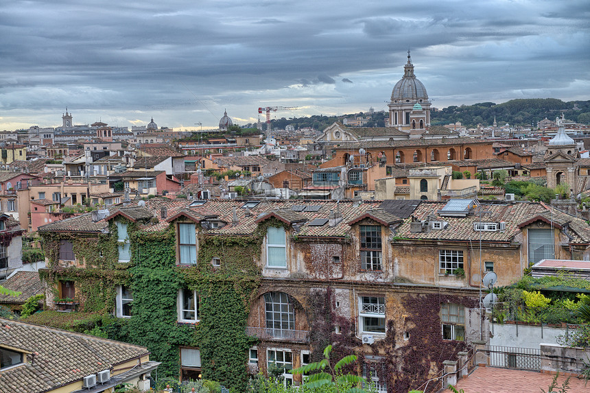 罗马的全景从圣彼得广场圆顶旅游城堡首都历史景观城市天际地平线教会图片