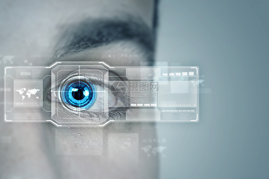 眼的识别数据商业密码安全传感器电脑扫描身份编码机密图片