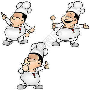烹饪组插图餐厅绘画工作卡通片手绘动画片制服食物漫画背景图片