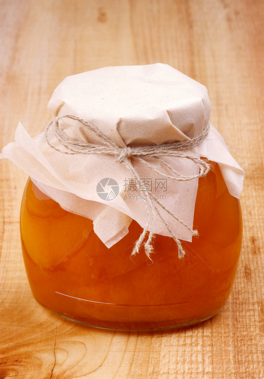 杏酸果酱水果油纸主食橙子背景储物罐头玻璃食物绳索图片