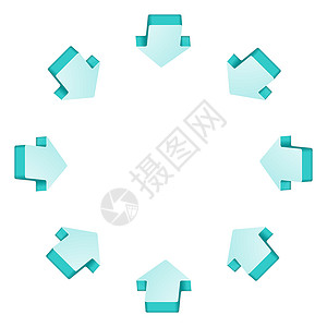 箭头圆构成白色标签蓝色艺术团体广告中心空白圆圈插图背景图片