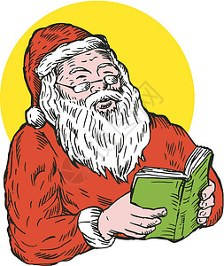 圣诞老人圣诞老人男性套装男人阅读插图背景图片