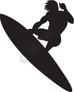 浮游硅运动插图冲浪板艺术品男人男性运动员阴影冲浪背景图片