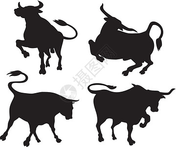 牛巴粉粉轮车插图动物水牛野牛奶牛野生动物艺术品插画