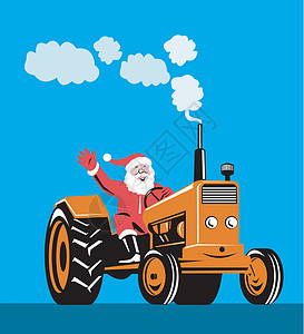 圣诞老人驾驶拖拉机背景图片