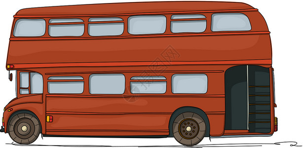 双层巴士交通城市甲板历史性旅游卡通片红色王国艺术英语设计图片