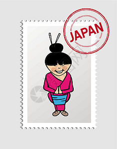 日本护照日本漫画人日语邮政邮票插画
