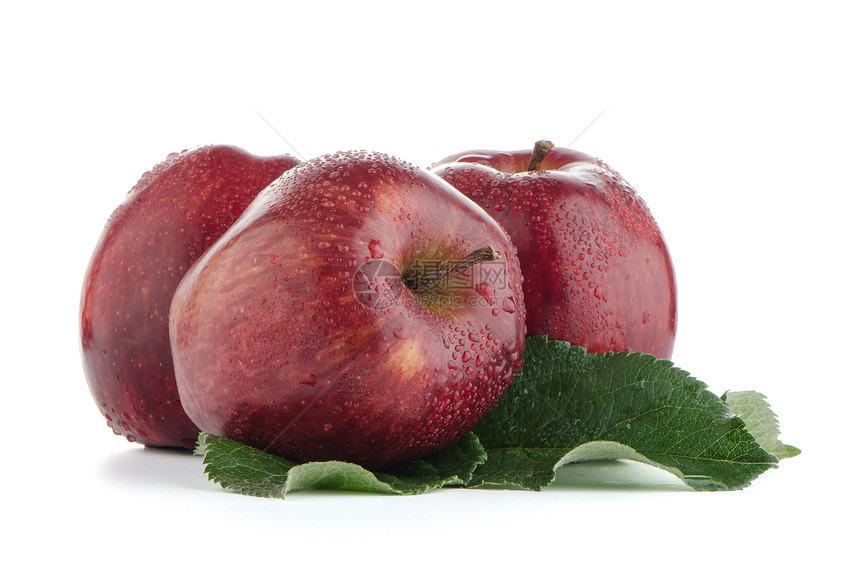 提取红苹果营养美食农场早餐农业饮食生态叶子水果水滴图片