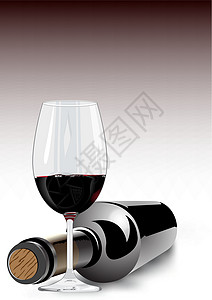 红酒俱乐部红酒在玻璃和瓶子里插画