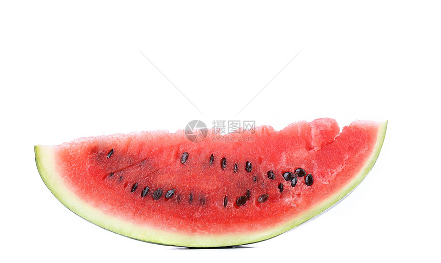 白色背景的西瓜切片红色绿色水果食物饮食小吃蔬菜浆果热带美食图片