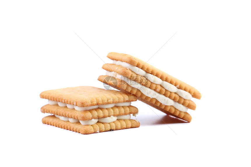 果酱奶油饼干多层分层工作室饮食长方形小吃白色食物正方形层压图片