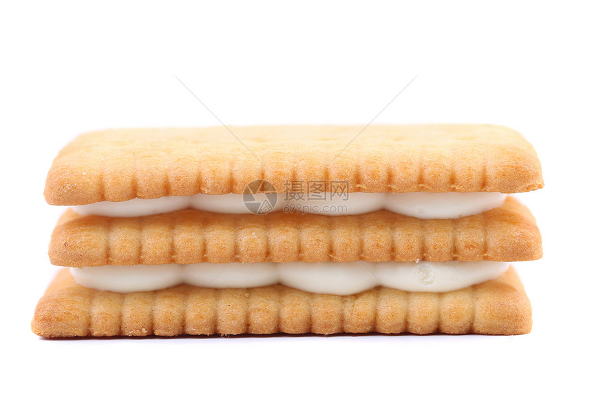 果酱奶油饼干多层食物白色小吃分层层压工作室饮食正方形长方形图片