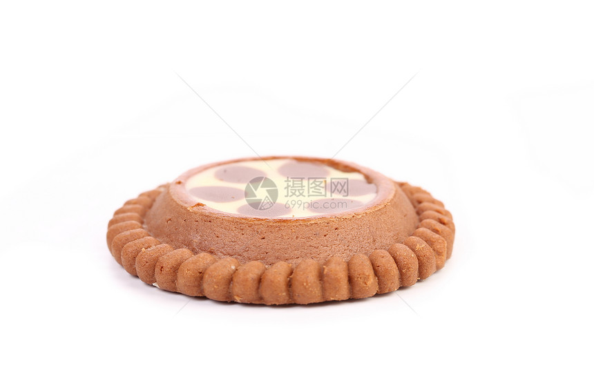 棕色巧克力饼干加奶油填料面包蛋糕圆圈小吃馅饼糕点糖果牛奶可可美食图片